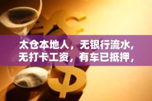 太仓本地人，无银行流水,无打卡工资，有车已抵押，正在还，想贷款请问可申请吗？求解！