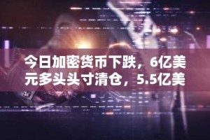 今日加密货币下跌，6亿美元多头头寸清仓，5.5亿美元ETF资金流出。