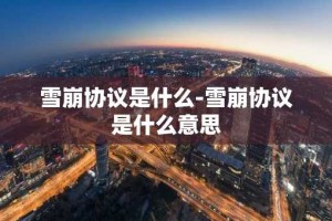 雪崩协议是什么-雪崩协议是什么意思