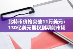 比特币价格突破11万美元：130亿美元期权到期前市场波动或加剧