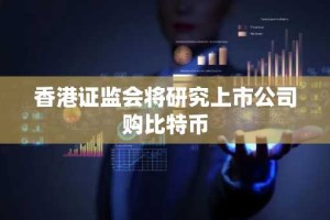 香港证监会将研究上市公司购比特币