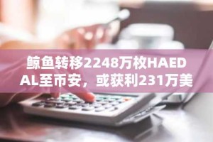 鲸鱼转移2248万枚HAEDAL至币安，或获利231万美元