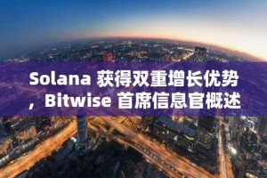 Solana 获得双重增长优势，Bitwise 首席信息官概述“双重押注”投资策略