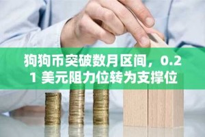 狗狗币突破数月区间，0.21 美元阻力位转为支撑位