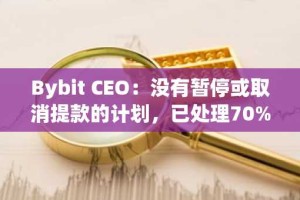 Bybit CEO：没有暂停或取消提款的计划，已处理70%提款
