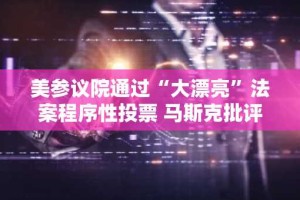 美参议院通过“大漂亮”法案程序性投票 马斯克批评为“共和党的政治自杀”