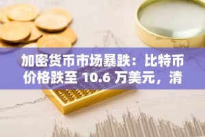 加密货币市场暴跌：比特币价格跌至 10.6 万美元，清算金额超过 9.9 亿美元
