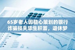 65岁老人因精心策划的银行诈骗损失毕生积蓄，退休梦碎