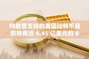 特朗普支持的美国比特币目前持有近 4.45 亿美元的 BTC