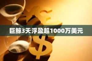 巨鲸3天浮盈超1000万美元