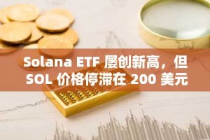 Solana ETF 屡创新高，但 SOL 价格停滞在 200 美元以下