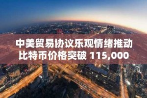 中美贸易协议乐观情绪推动比特币价格突破 115,000 美元