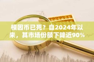 模因币已死？自2024年以来，其市场份额下降近90%。